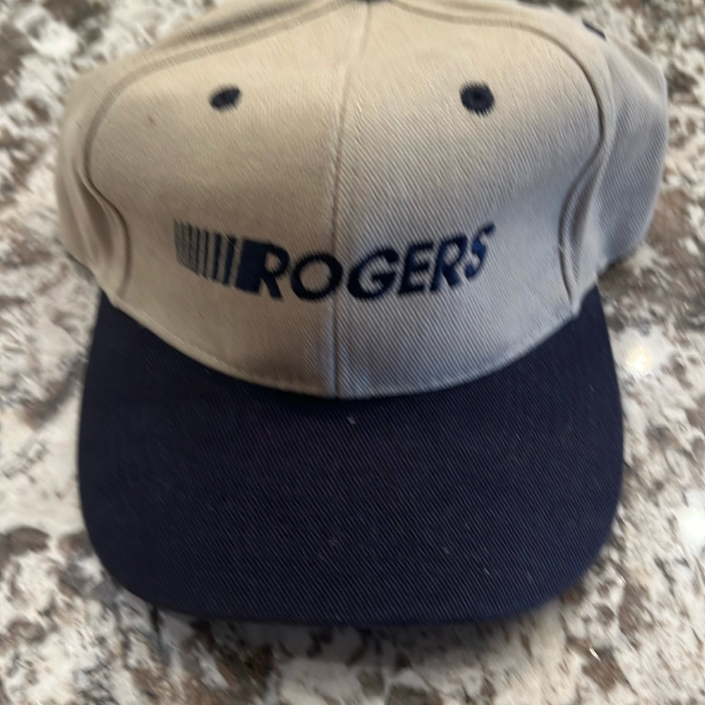 Rogers Automotive Navy Blue and Tan two tone hat 🧢 Falcon headwear brand new